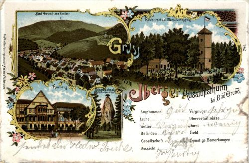 Gruss vom Iberger Aussichtsturm bei Bad Grund - Litho
