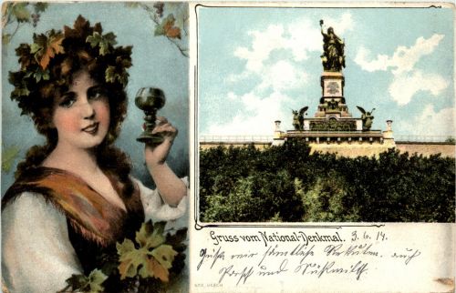 Rüdesheim - Gruss vom National Denkmal Wein
