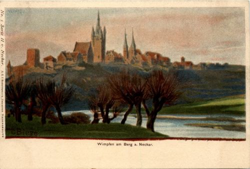 Wimpfen am Berg a Neckar - Litho sign. C. Biese