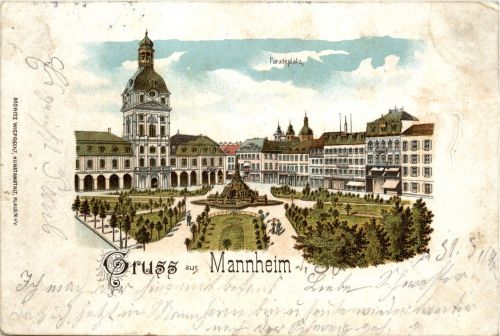 Gruss vom Mannheim - Litho