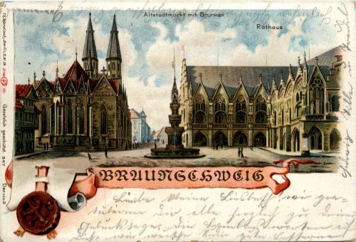 Gruss aus Braunschweig - Litho
