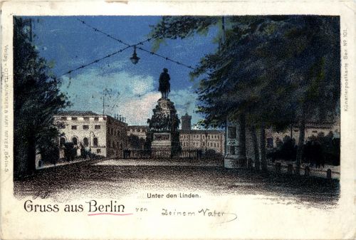 Gruss aus Berlin - Unter den Linden - Litho