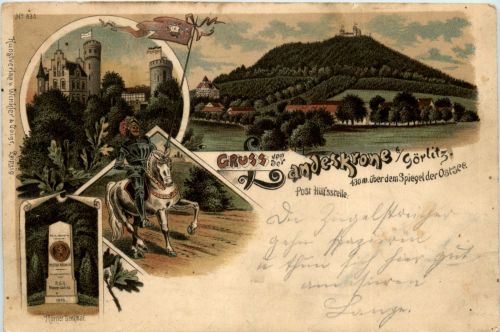 Gruss von der Landskrone bei Görlitz - Litho