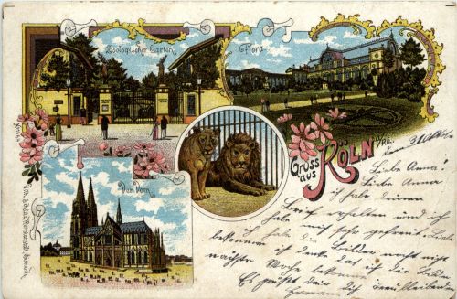 Gruss aus Köln - Litho - Löwe