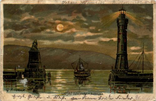 Lindau - Hafeneinfahrt - Litho