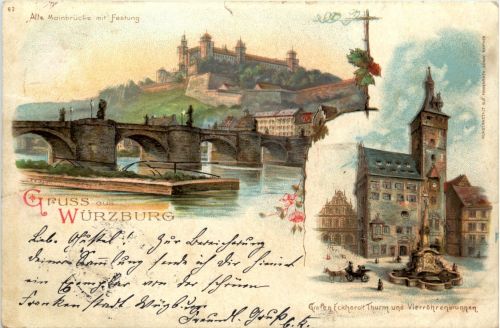 Gruss aus Würzburg - Litho