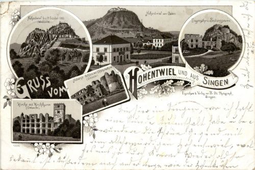 Gruss vom Hohentwiel und aus Sachsen - Litho