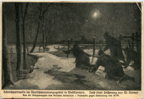 Schleichpartrouille im Überschwemmungsbebiet in Westflandern