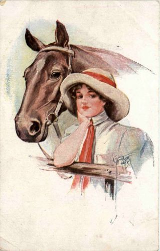 Frau mit Pferd