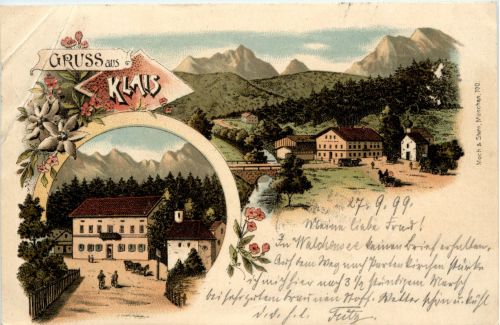 Gruss aus Klais - Litho Krün