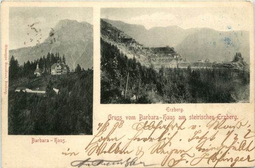Eisenerz/Steiermark - Gruss vom Barbarahaus am Erzberg