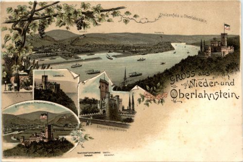 Gruss aus Nieder und Oberlahnstein - Litho