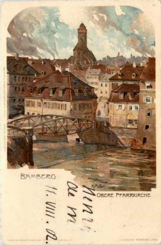 Bamberg - Obere Pfarrkirche Litho K. Mutter