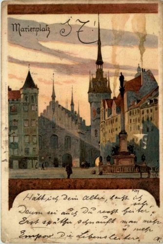 München - Marienplatz - Litho