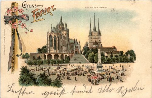 Gruss aus Erfurt - Litho