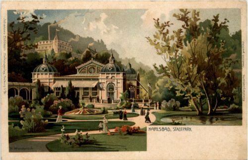 Karlsbad - Stadtpark - Litho