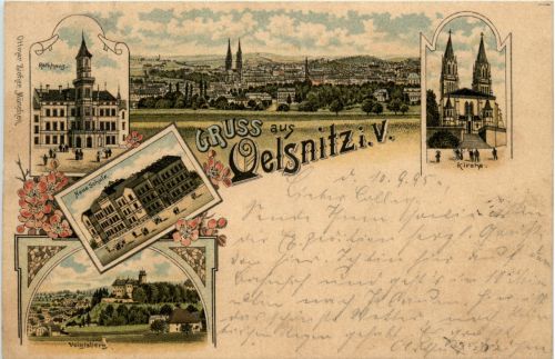 Gruss aus Oelsnitz - Litho