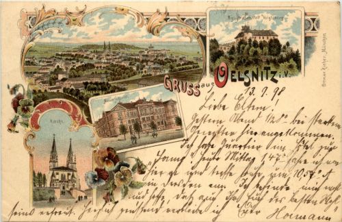 Gruss aus Oelsnitz - Litho