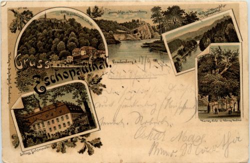 Gruss aus dem Zschopauthal - Litho - Schloss Lichtenwalde
