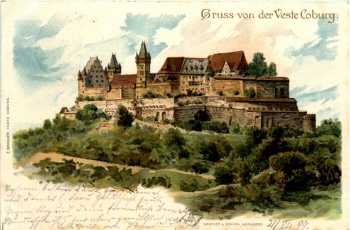 Gruss von der Veste Coburg - Litho