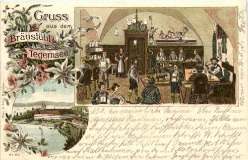 Gruss aus dem Bräustübl Tegernsee - Litho