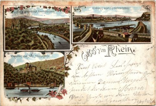 Gruss vom rhein - Litho Koblenz
