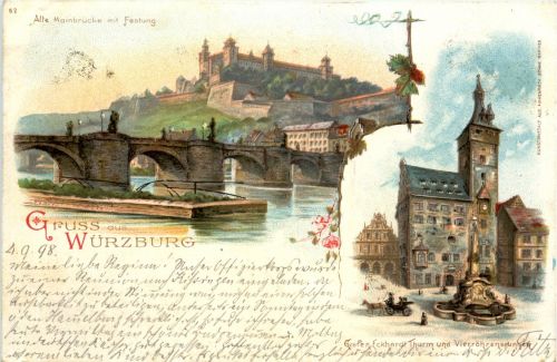 Gruss aus Würzburg - Litho
