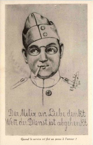 Schweizer Armee - Humor - Künstlerkarte R. Gautschi