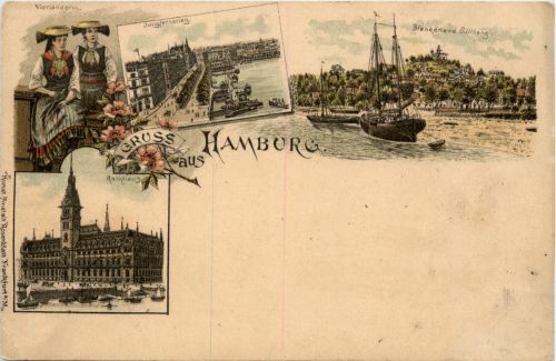 Gruss aus Hamburg - Litho