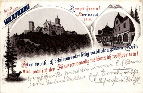 Gruss von der Wartburg - Litho