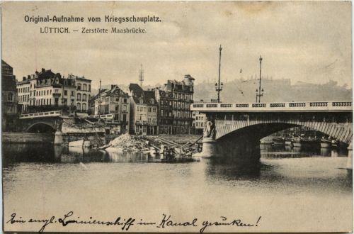 Lüttich - Zerstörte Maasbrücke