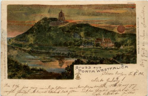 Gruss aus Porta Westfalica - Litho