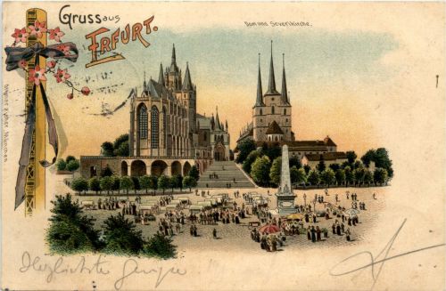 Gruss aus Erfurt - Litho