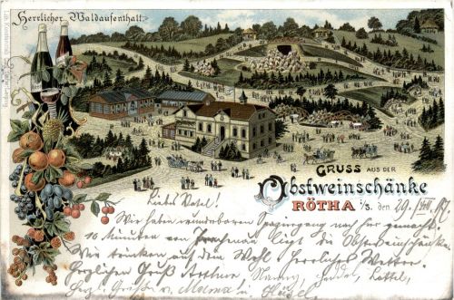 Gruss aus der Obstweinschänke Rötha - Litho Wein