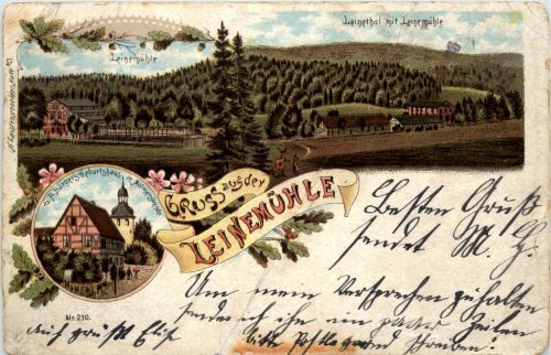 Gruss aus der Leinemühle Molmerswende - Litho