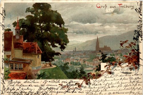 Gruss aus Freiburg - Litho