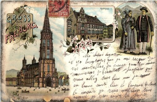 Gruss aus Freiburg - Litho