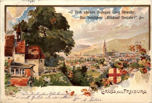 Gruss aus Freiburg - Litho