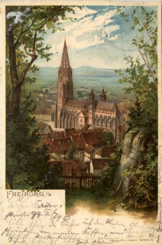 Gruss aus Freiburg - Litho
