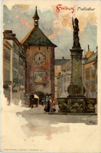 Freiburg - Künstlerkarte Kley - Litho