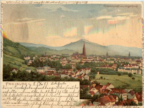 Gruss aus Freiburg - Litho