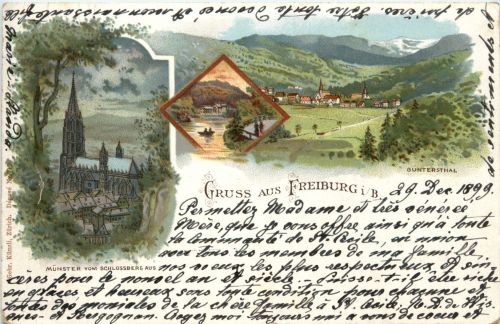 Gruss aus Freiburg - Litho
