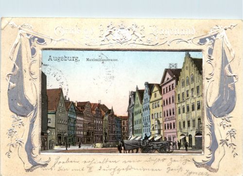 Gruss aus Augsburg - Prägekarte
