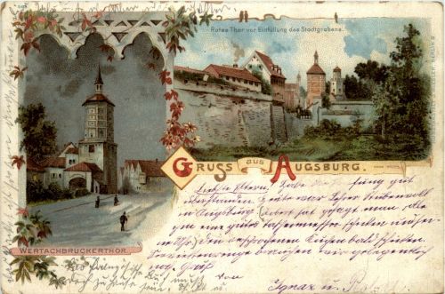 Gruss aus Augsburg - Litho