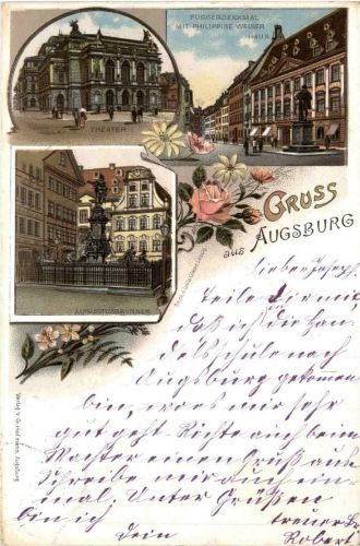 Gruss aus Augsburg- Litho