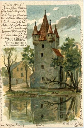 Gruss aus Augsburg- Litho