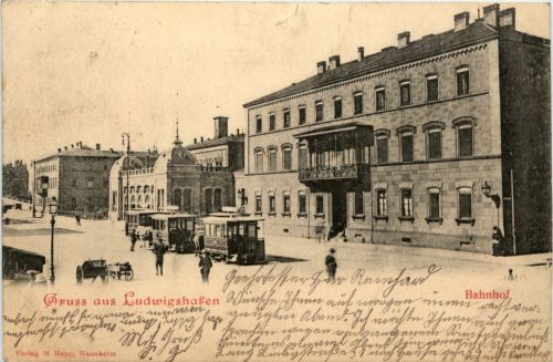 Gruss aus Ludwigshafen - Bahnhof - Strassenbahn
