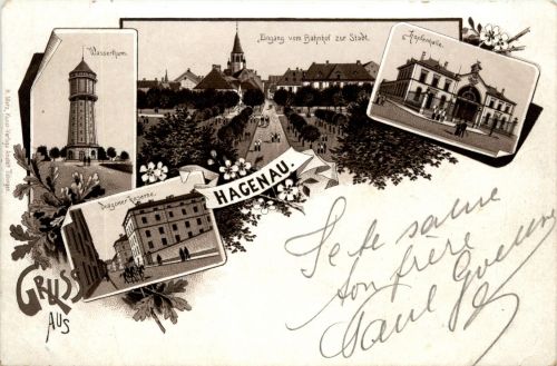 Gruss aus Hagenau - Litho
