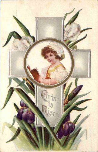 Kind mit Kreuz Blumen