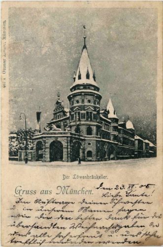 Gruss aus München - Löwenbräukeller im Winter